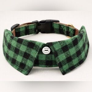 🐰 Green & Black Buffalo Plaid Dog Collar with Bow Tie — NWT🐾 💚 💞